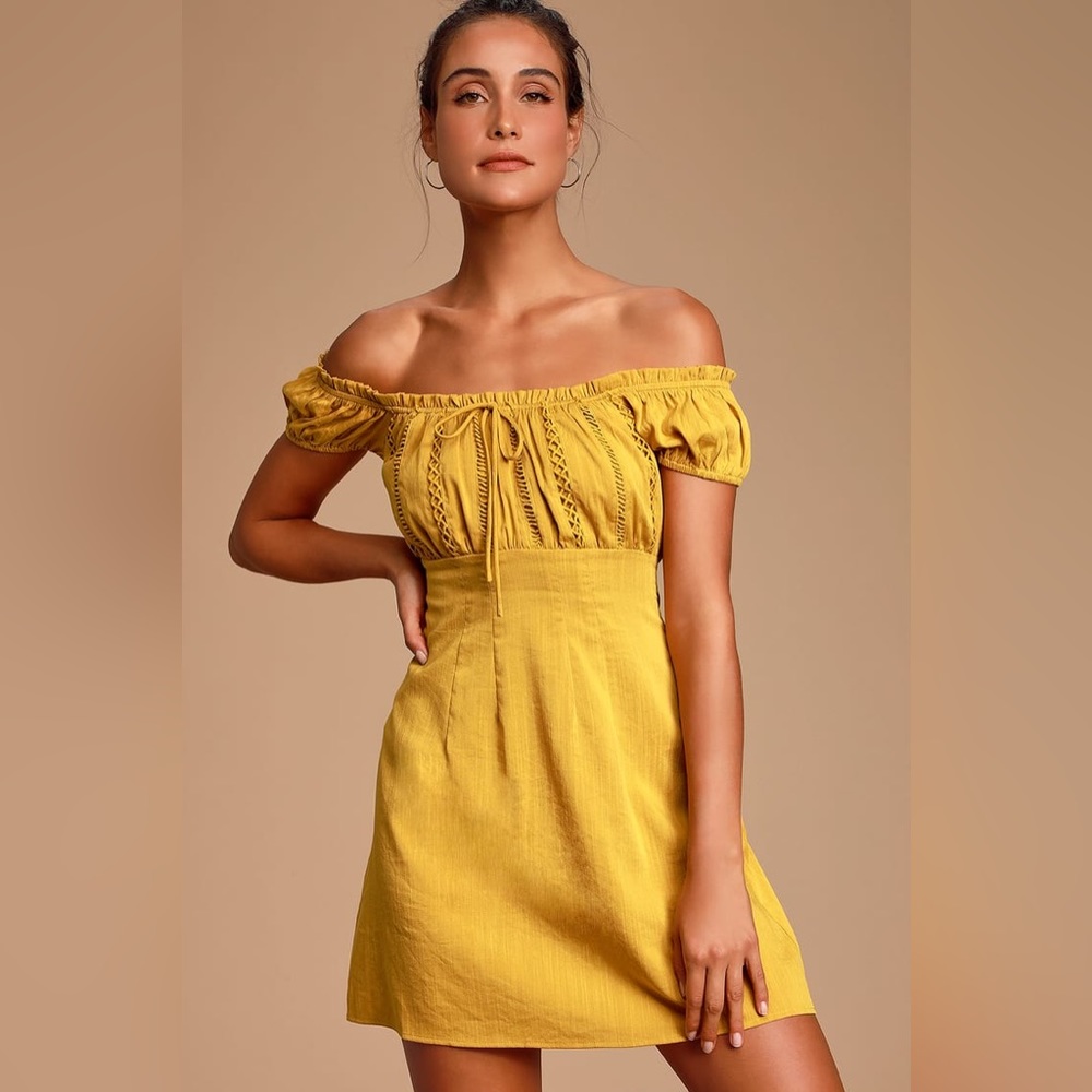 Lulus Wisteria Embroidered Off-the-Shoulder Mini Dress